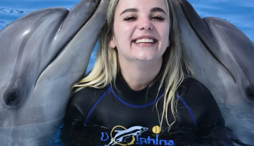 "Interactive dolphin experience at the Dolphin Show Dolphina Hurghada."